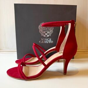 Vince Camuto Ruby Red Nubuck Aviran Heels 7.5